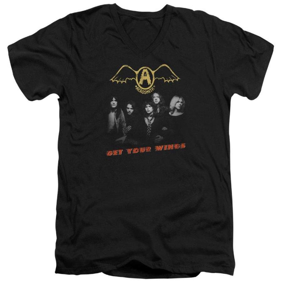 Aerosmith – Mens Get Your Wings V-Neck T-Shirt