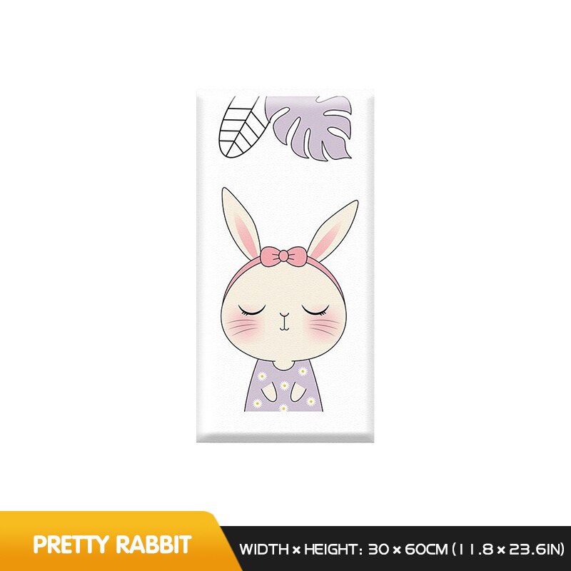 3D Warm Cartoon Bunny Soft Wall Stickers For Kids Room Bedroom Decor Anti-collision Princess Room Self Adhesive Skirting Sticker alx