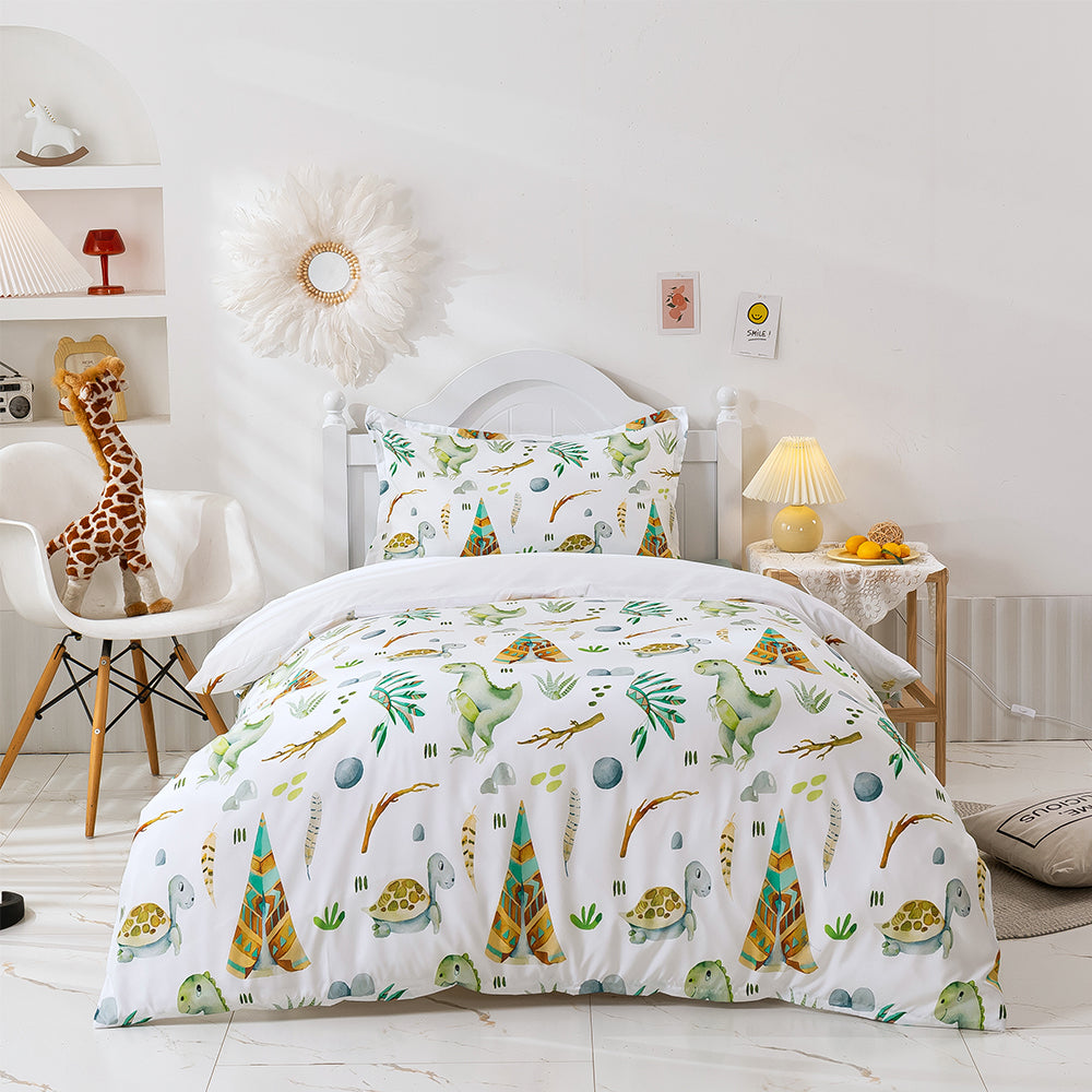 3D Cartoon Animal Dinosaur Leaf Quilt Cover Set Bedding Set Duvet Cover Pillowcases 248