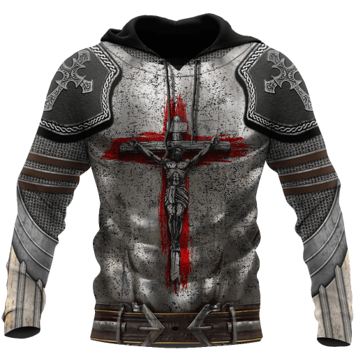 Jesus Christ Armor With Cross 3D Printed Hoodie, T-Shirt For Men And Women