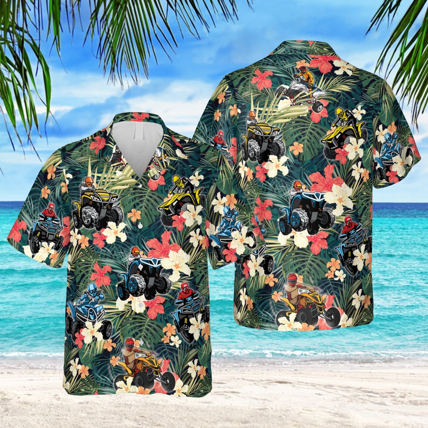 Atv Car Tropical Plants And Flowers Hawaii Summer Traveling Shirt Ha42878