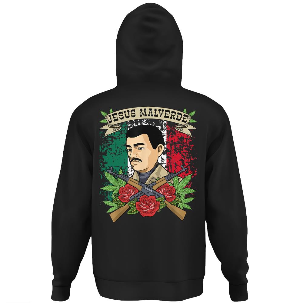 Jesus Malverde For Women & Men Gifts Jesus Malverde Hoodie Print On Back