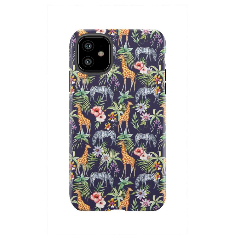 Tropical Zebra Giraffe Pattern Print Tough Phone Case