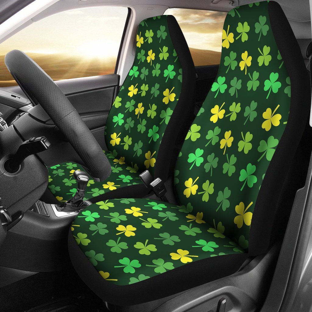 St Patrick'S Day Shamrock Print Pattern Seat Cover Car Seat Covers Set 2 Pc, Car Accessories Car Mats