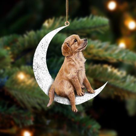 Golden Retriever-Sit On The Moon-Two Sided Ornament