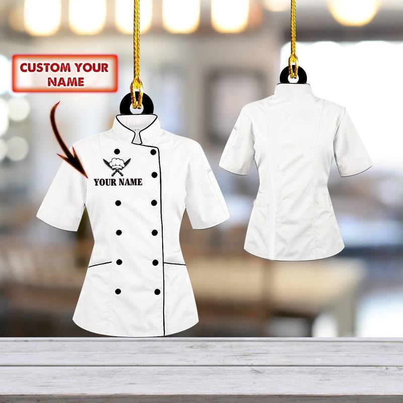 Woman Chef Custom Name Shaped Ornament