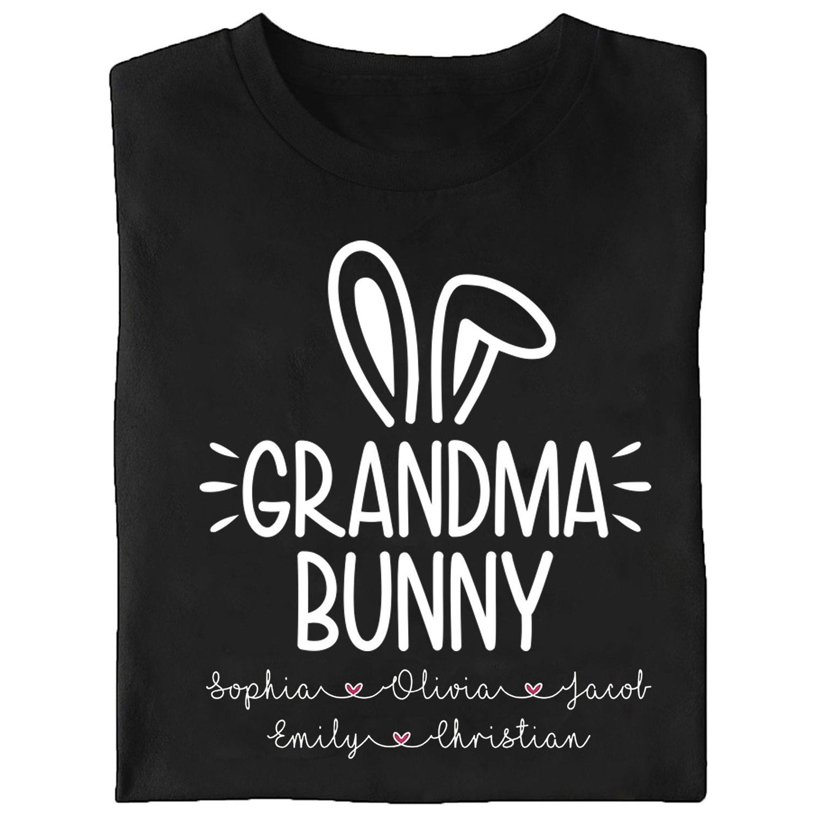 Personalized T-Shirt Grandma Bunny Cute Bunny Printed Custom Grandkids Name Easter Day Shirt Nana Shirt