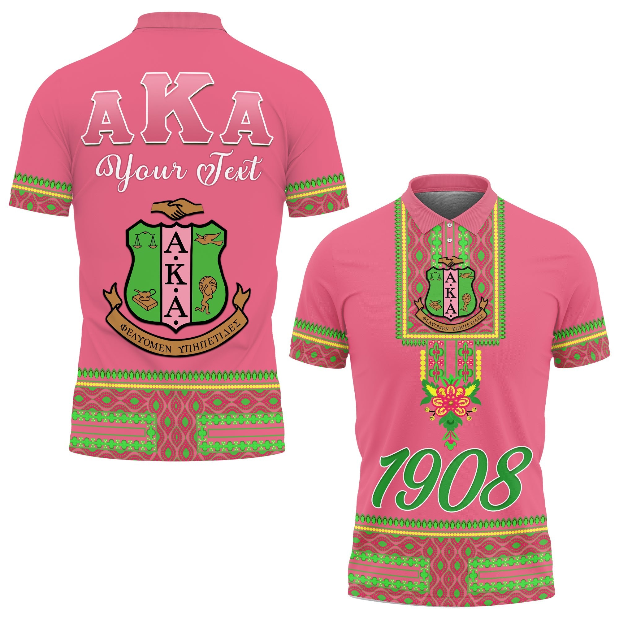 (Custom Personalised) Alpha Kappa Alpha Akas Polo Shirt Est 1908 Pretty Girls