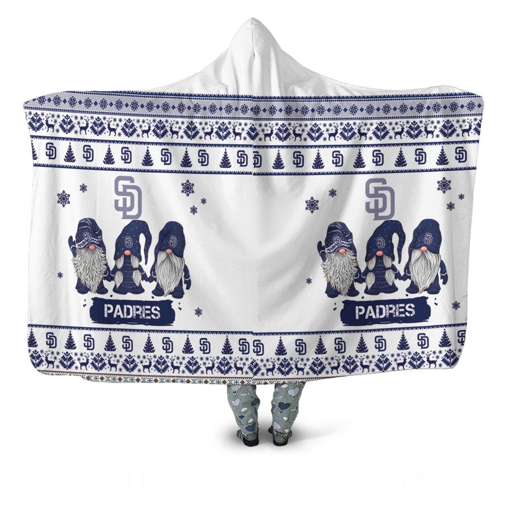 Christmas Gnomes San Diego Padres Ugly Sweatshirt Christmas 3D Hooded Blanket