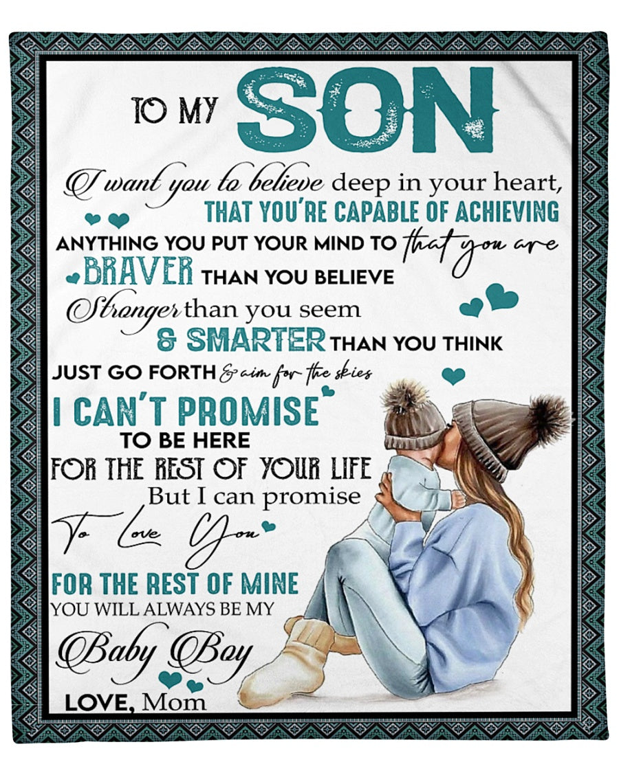 To My Son I Can Promise To Love You Fleece Blanket Gift For Family, Birthday, Son, Mother To Son Gift Home Decor Bedding Couch Sofa Soft And Comfy