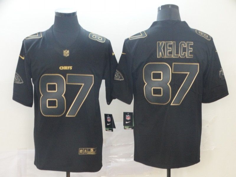 Travis Kelce #87 Kansas City Chiefs NFL Explosion Legendary Gold Black Jersey