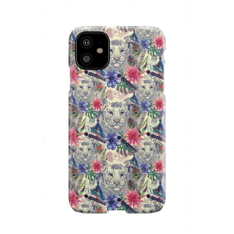 Bohemian White Tiger Pattern Print Iphone & Android Phone Cases