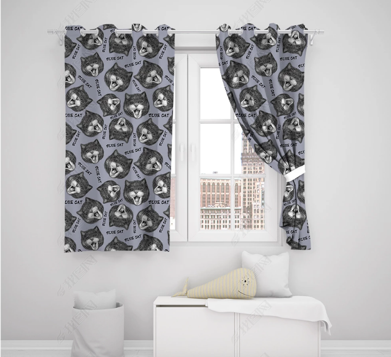 3D Hand Drawn Animal Cat Curtains And Drapes Lqh 117