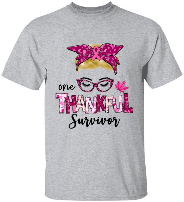 One Thankful Survivor Pink In The Fall Personalized Shirt Gift For Diana Breast Cancer Awareness Sh-01108-Ctha