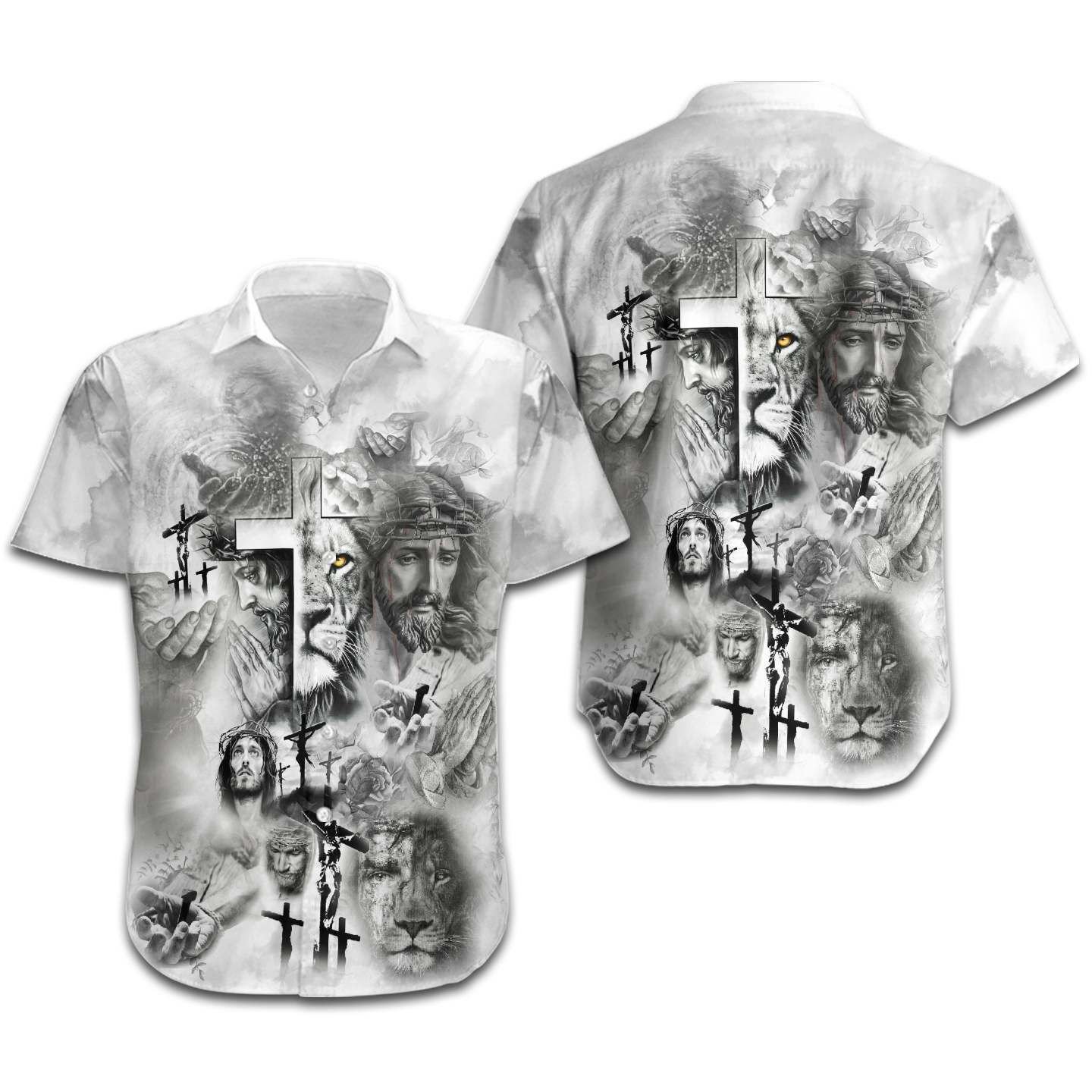 Black And White Jesus Women Hawaiian Shirt For Jesus Lovers