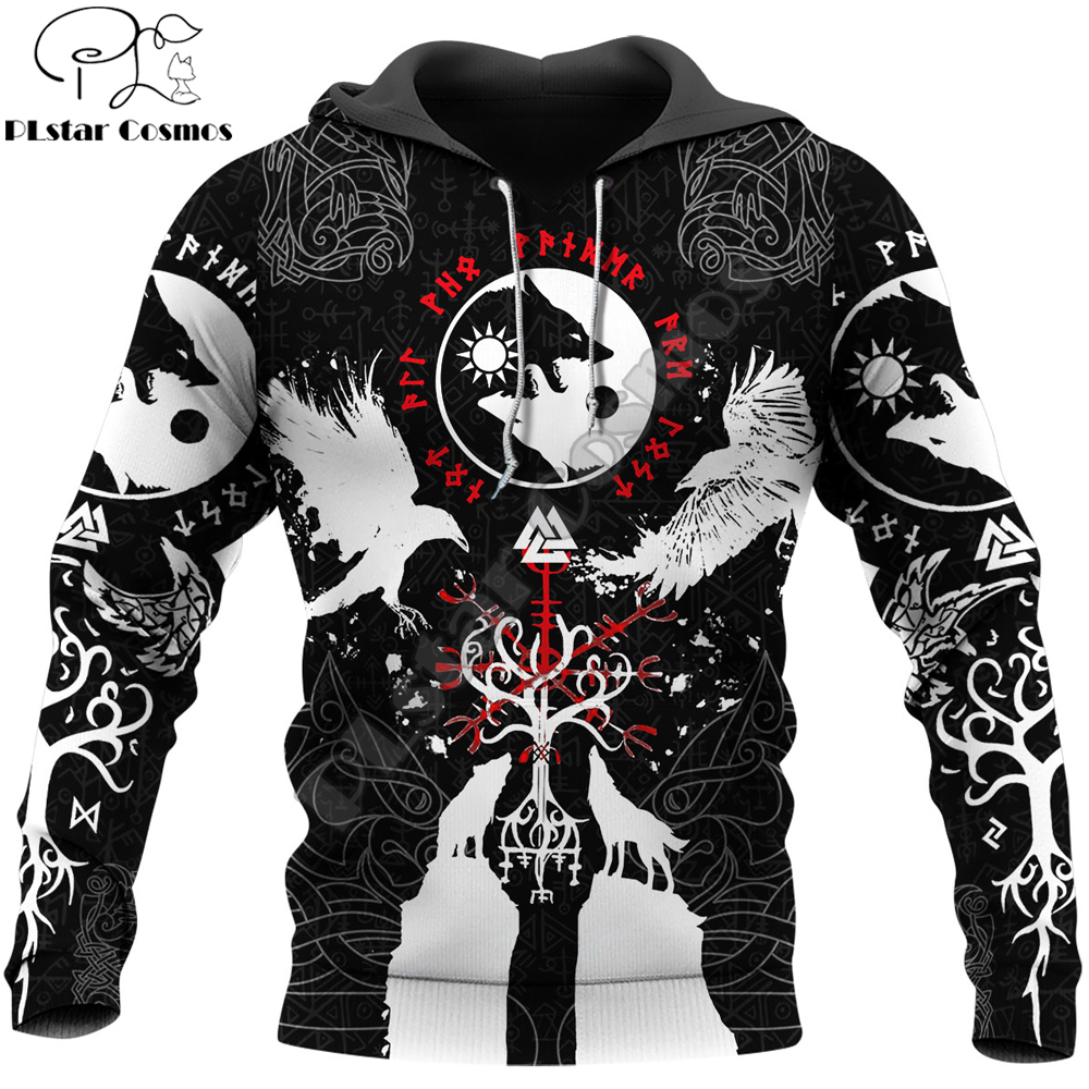 Vikings Tattoo 3D Printed Mens Hoodie Harajuku Streetwear autumn hoodies Sweatshirt Unisex Casual Jacket Tracksuits Hoodie DK022 alx