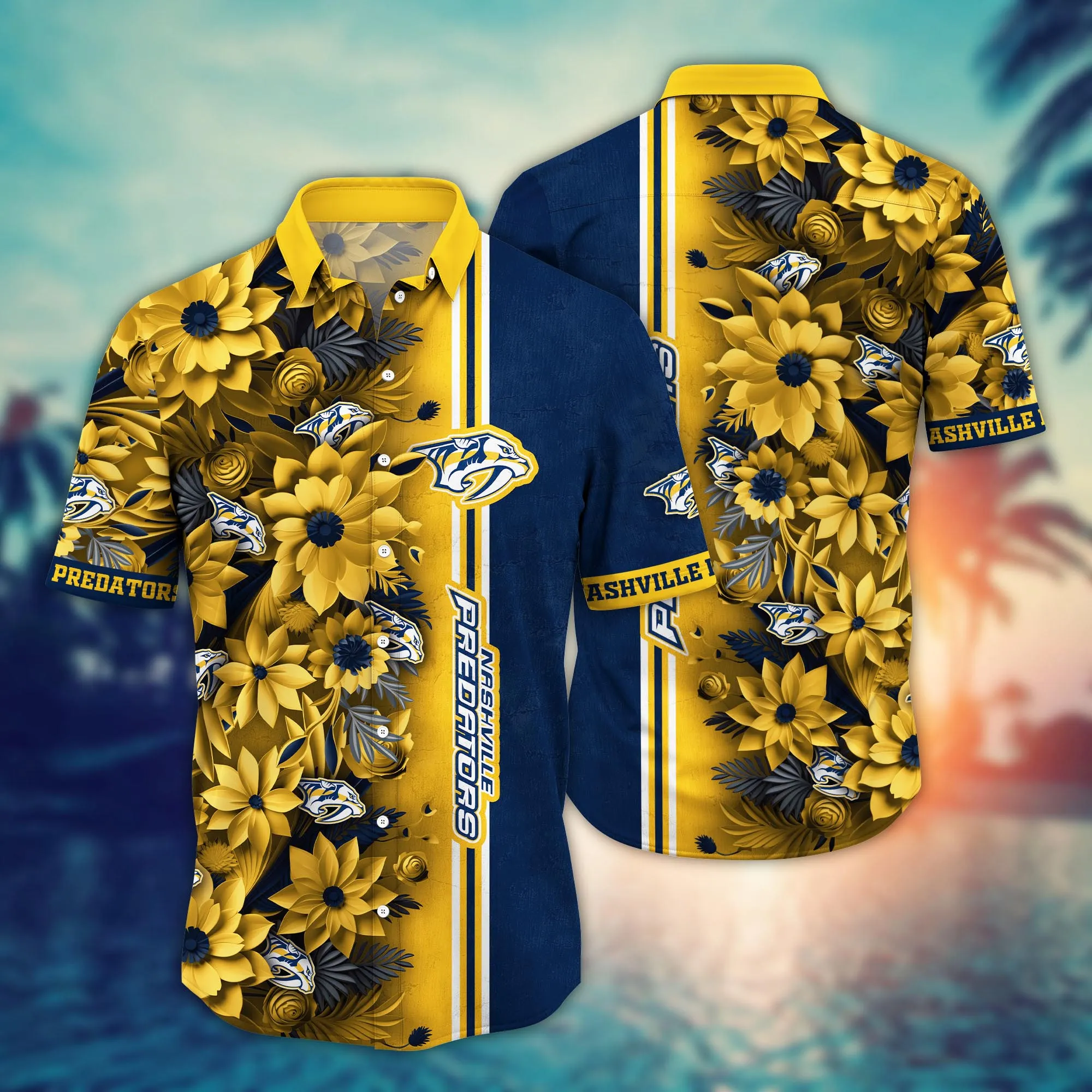 Nashville Predators Nhl Hawaiian Shirt Custom Golden Hour Aloha Shirt