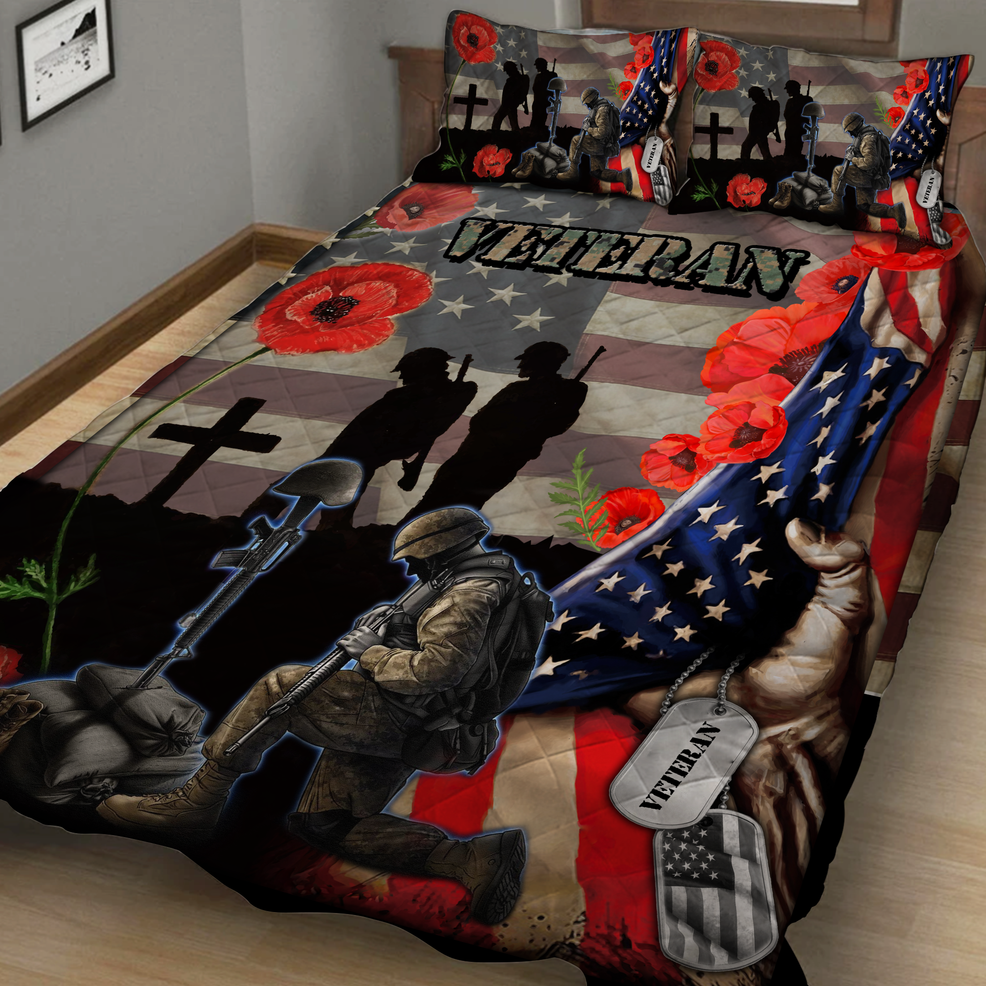 Wear A Poppy Veteran Quilt Blanket Quilt Set