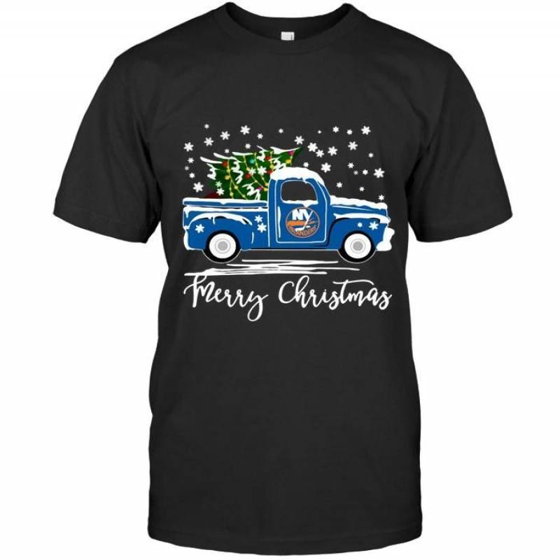 New York Islanders Merry Christmas Christmas Tree Truck T Shirt – Gearpenguin.com