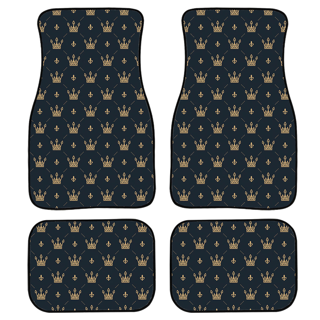 Vintage Crown Pattern Print Front And Back Car Floor Mats, Front Car Mat