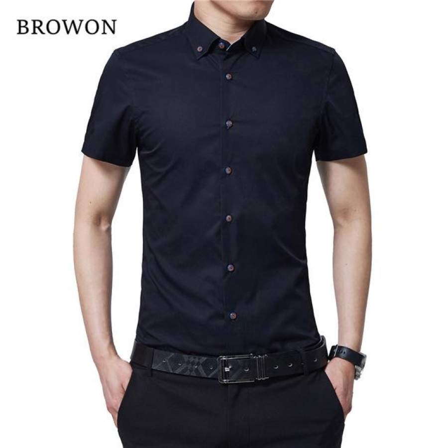 Summer Shirt Men Short Sleeve Dress Shirt Turn Down Color Formal Shirt for Man Clothes