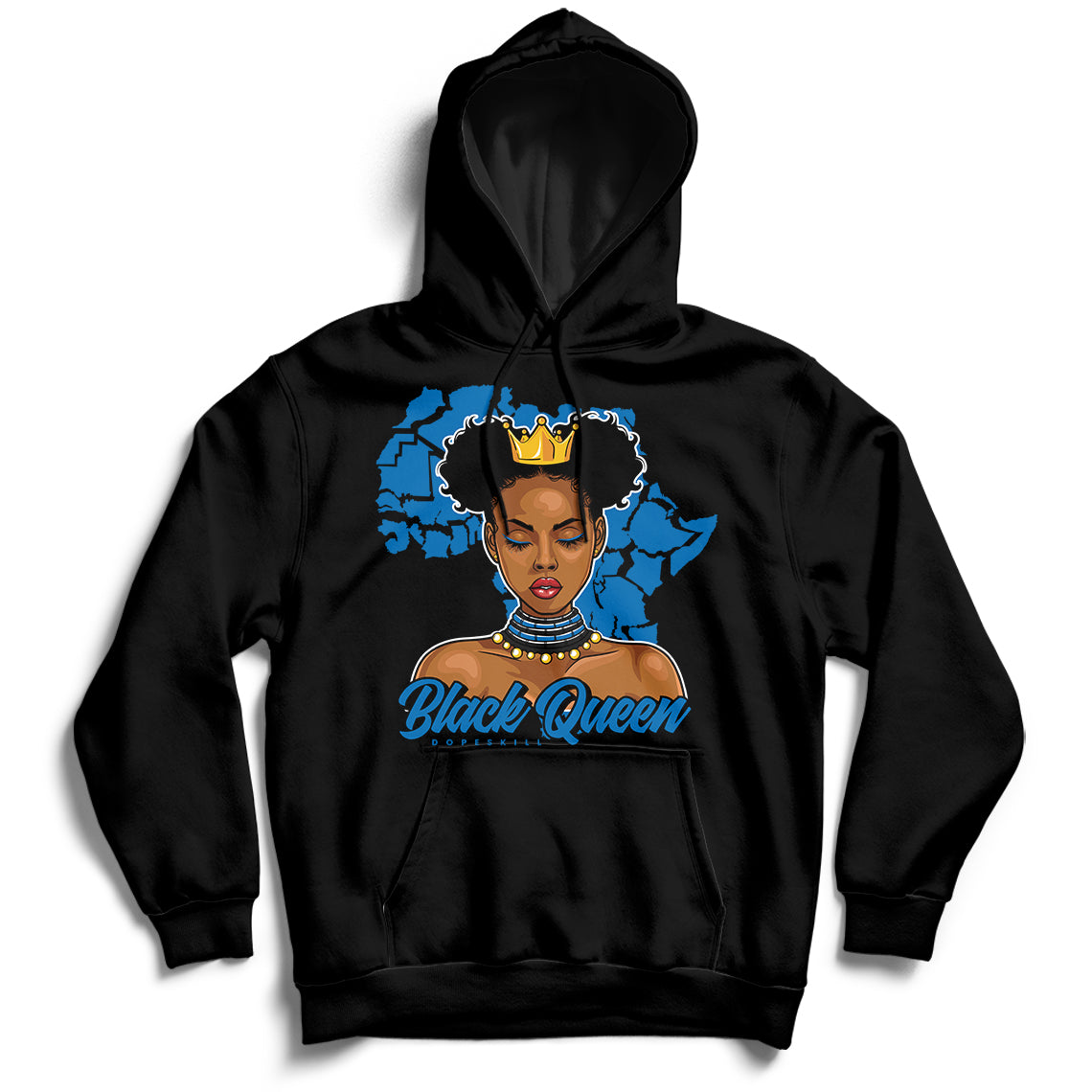 JD 1 Dark Marina Blue Dopeskill Hoodie Sweatshirt Black Queen Graphic