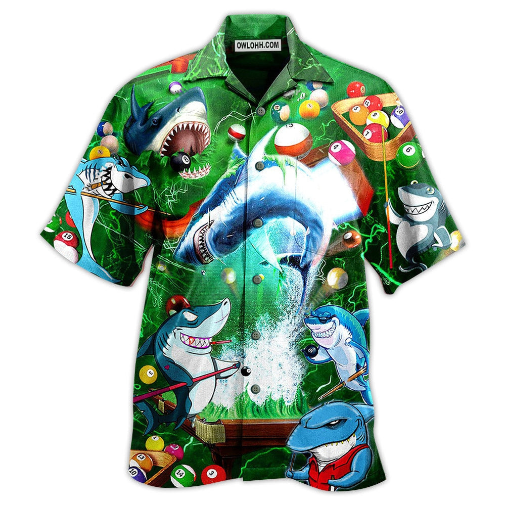 Shark It Takes Lots Of Balls To Play Pool Cool – Hawaiian Shirt  – Owl Ohh