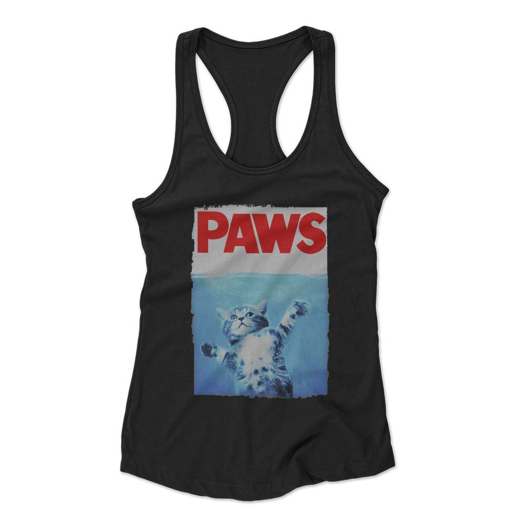 Paws Jaws Movie Kitten Kitty Cat Woman’s Racerback Tank Top