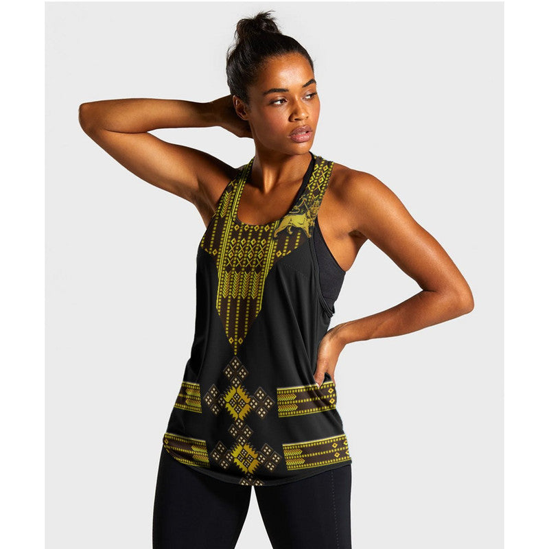 (Custom Personalised) Ethiopia Women Racerback Tank Ethiopian Lion Of Judah Tibeb Vibes – Black Lt8