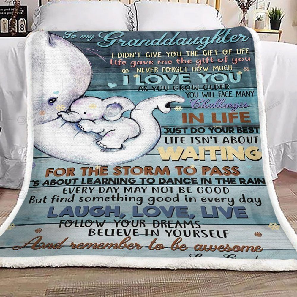 Personalized Elephant To My Granddaughter From Grandma I Love You Sherpa Fleece Blanket Awesome Gifts For Her Great Customized Gifts For Birthday Christmas Thanksgiving Graduation