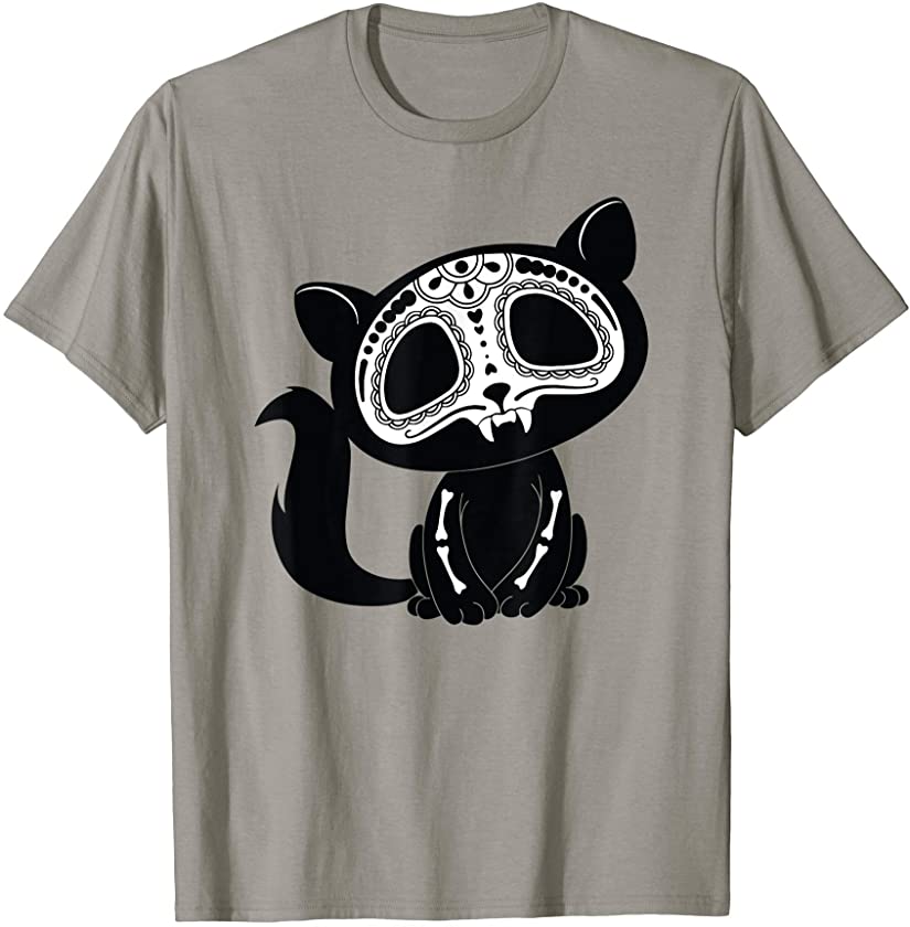 Sugar Skull Cute Cat Calavera Mexican Holiday Mexico Gift T-Shirt