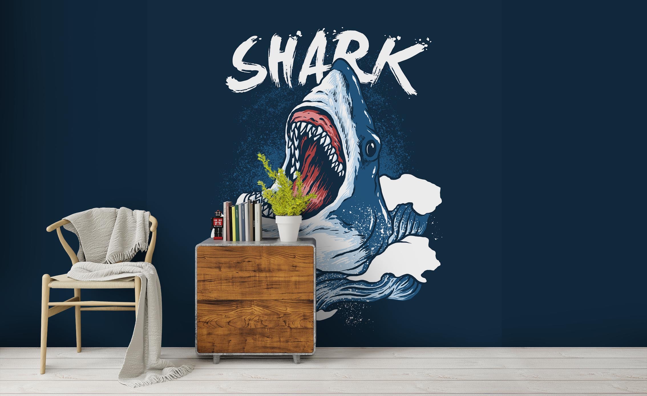 3D Shark Pattern Wall Mural Wallpaper 16