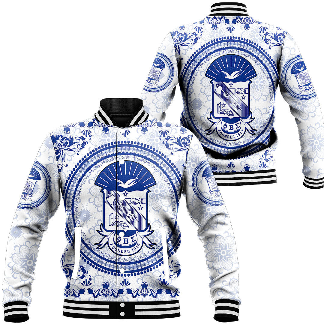 Africazone Clothing – Phi Beta Sigma Floral Pattern Baseball Jackets A35