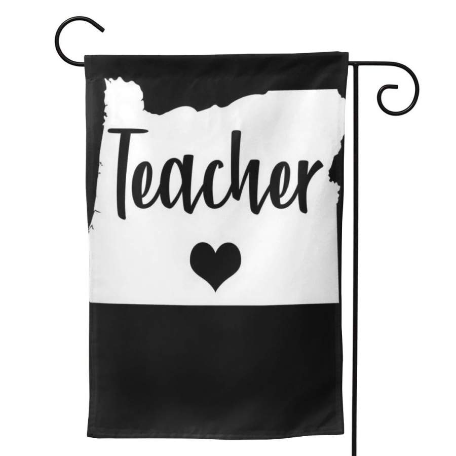 2 Pcs Garden Flag Oregon Teacher Red For Ed Horizontal Poster 12.5″x18″ -Mothers Day, Birthday Gifts for Mom, Dad, Wife, Husband, Daughters, Grandma, Friends