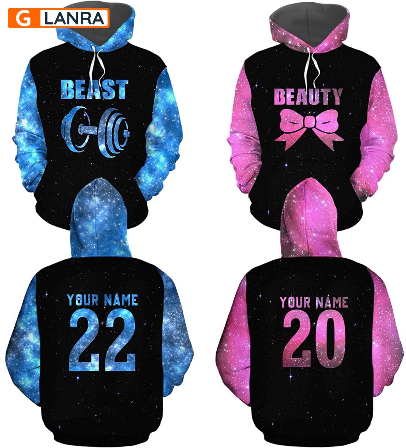 Personalized Beast Beauty Hoodie, Custom Couple Hoodie, Matching Couple Hoodie, Husband Wife Hoodie, Unisex Sweater, Sweatshirt