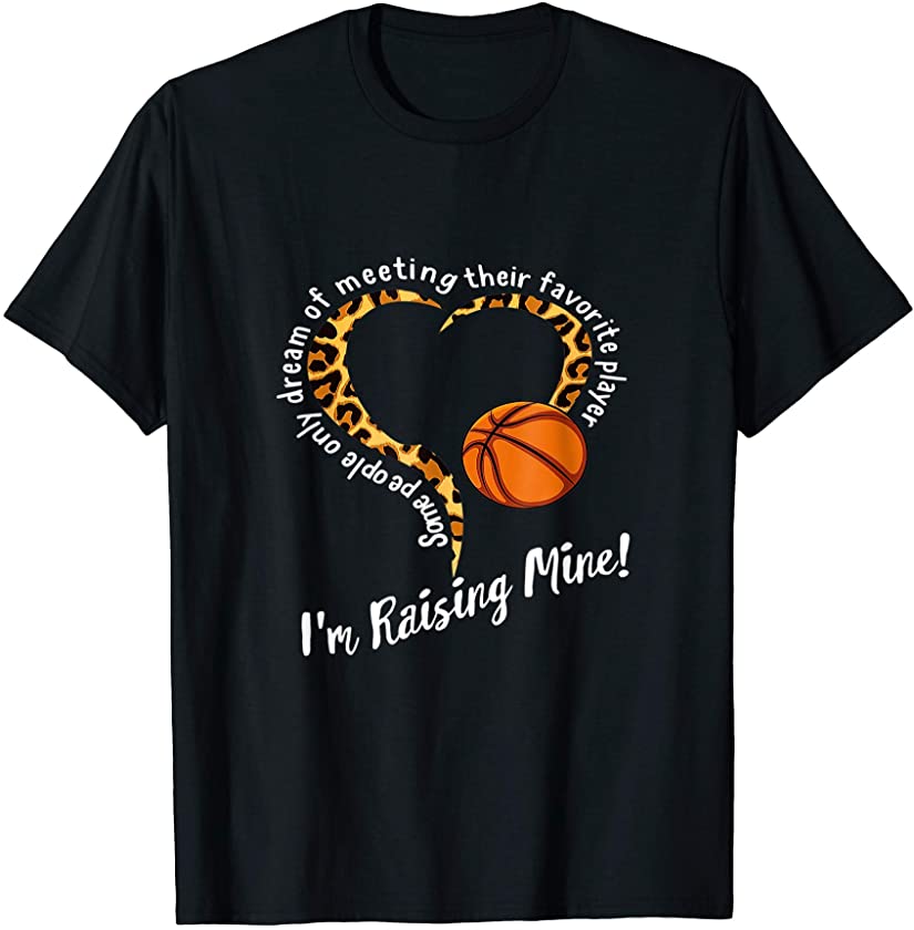 Basketball Mom Mothers day Raising Favorite Player Leopard T-Shirt