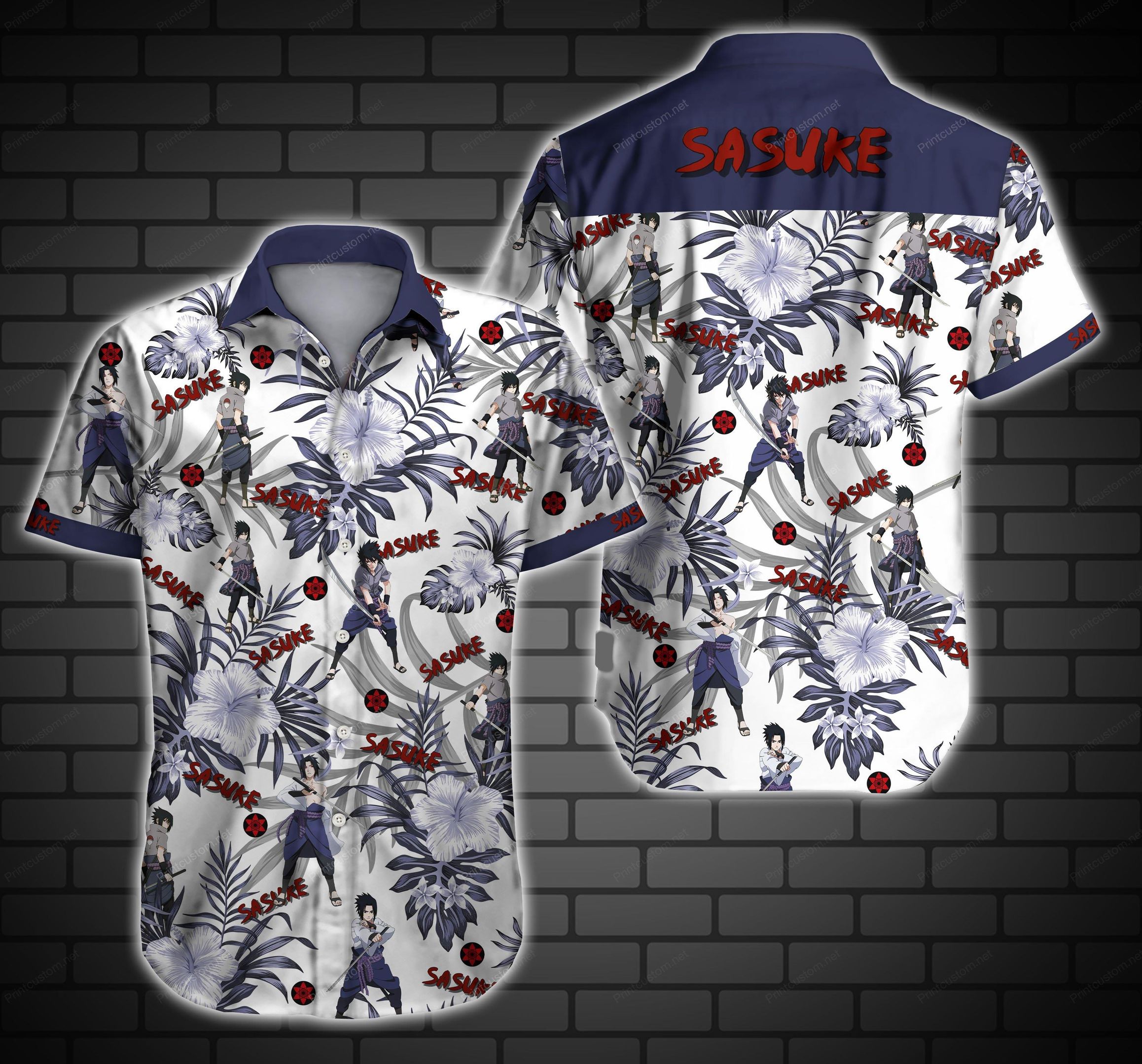 Tlmus Sasuke Hawaiian Shirt Summer Button Up For Men Beach Wear Short Sleeve Hawaiian Ha91780