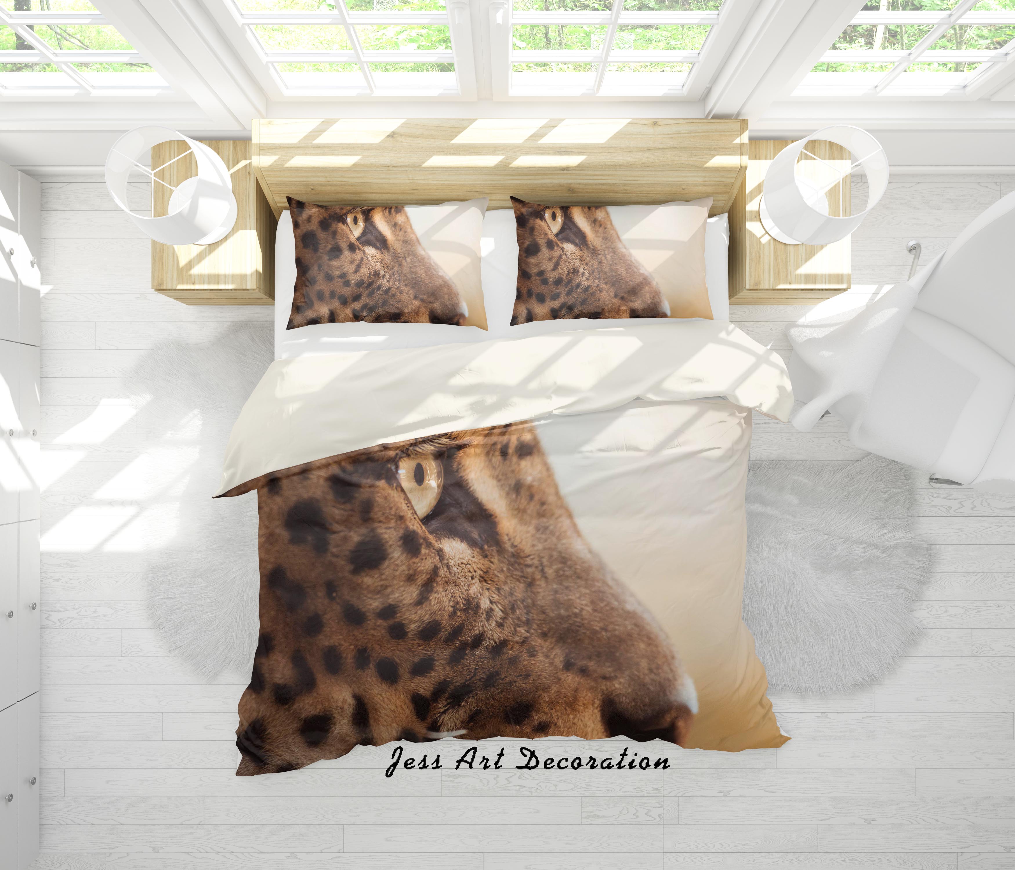 3D Leopard Head Quilt Cover Set Bedding Set Pillowcases 70