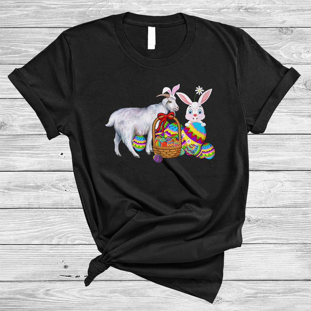 Bunny Goat With Easter Egg Basket Cute Happy Easter Day Bunny Farmer Lover Gifts T-Shirt