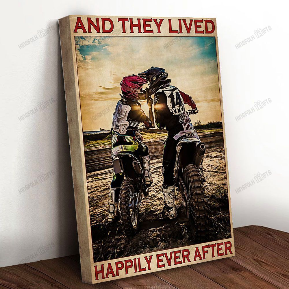 Couple Motocross And They Live Happily Ever After Canvas Poster Wall Art, Poster Print, Canvas Print Wall Decor