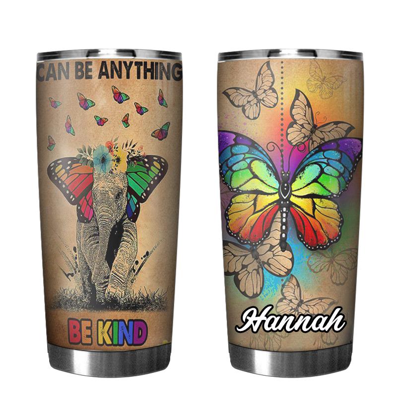 Personalized Personalized Tumbler Elephant Butterfly Lgbt Stainless Steel Skinny Tumbler Bulk, Double Wall Vacuum Slim Water Tumbler Cup With Lid