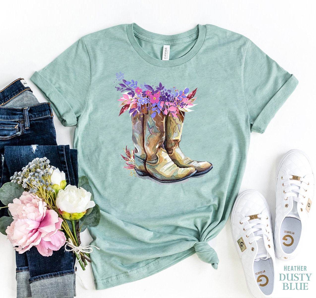 Cowgirl Boots T-Shirt, Western Tshirt, Country Girl Tee, Cowgirl Boot Gift, Rodeo Shirt, Farm Tshirt, Cowgirl Tshirt, Texas Girl Rodeo Gift