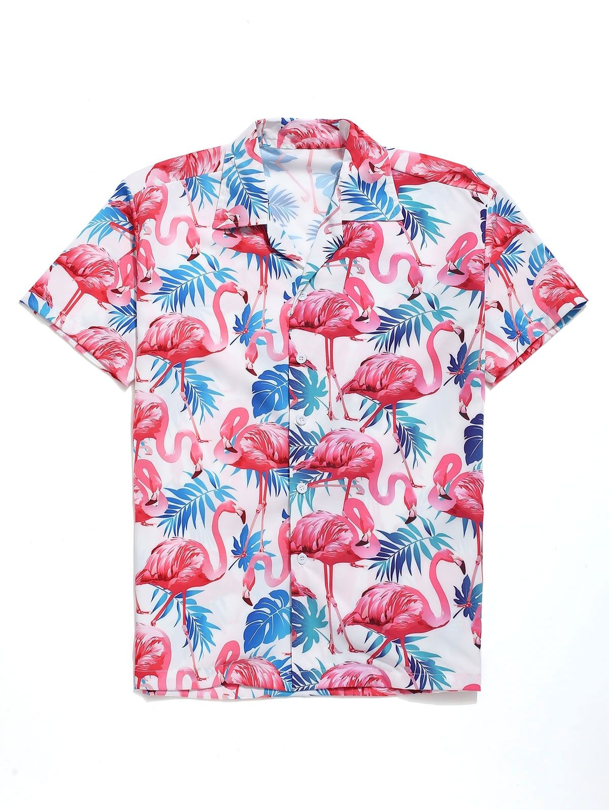 Flamingo Tropical Leaves Hawaii Shirt Ha70247