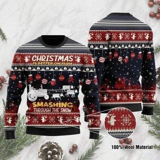 Christmas is better on farm red and black Sweater