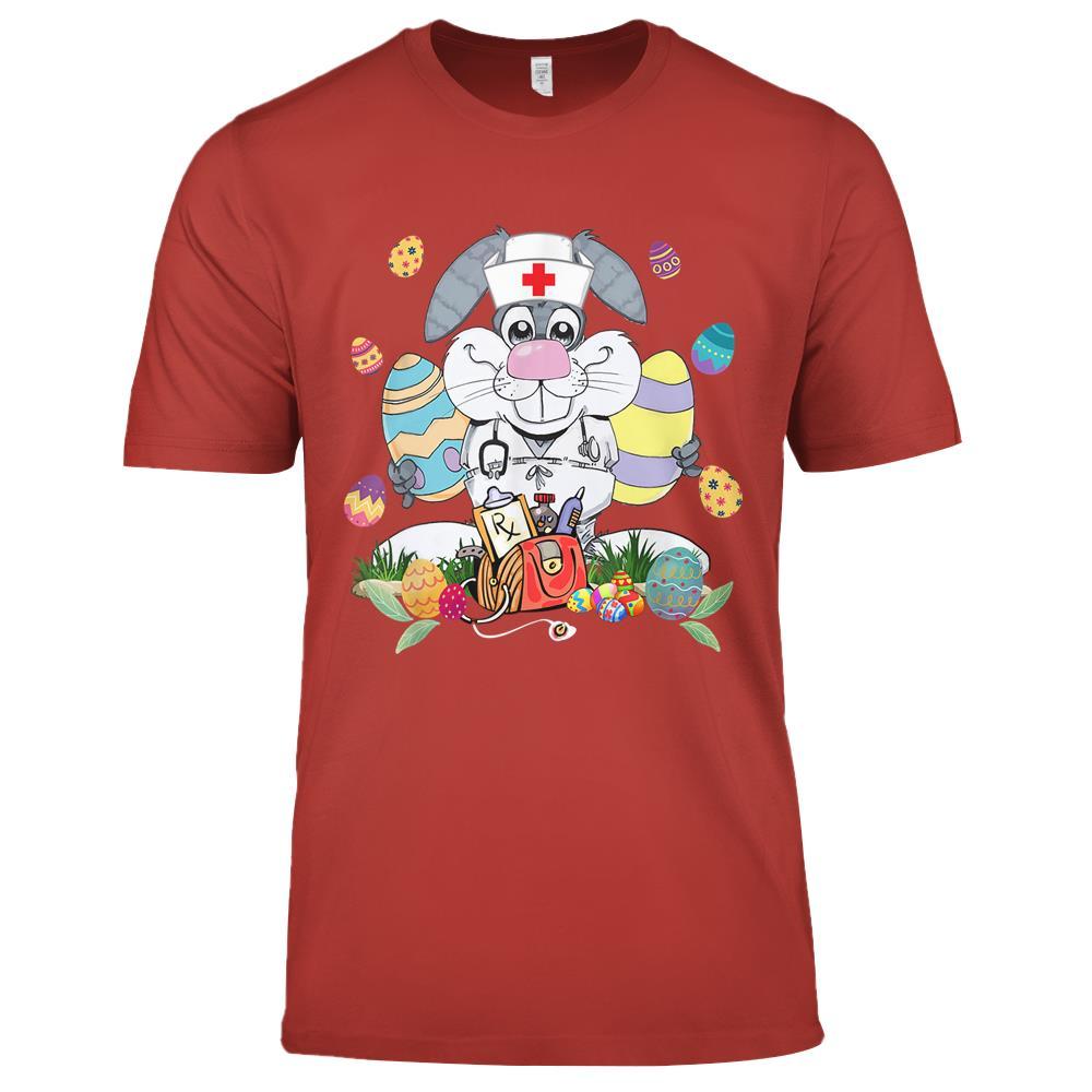 Bunny Nurse Funny Egg Easter Day Doctor Matching Premium T Shirts