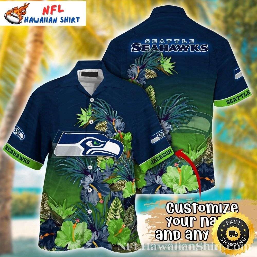 Midnight Tropics Seahawks Fanfare  Seattle Seahawks Tropical Hawaiian Shirt