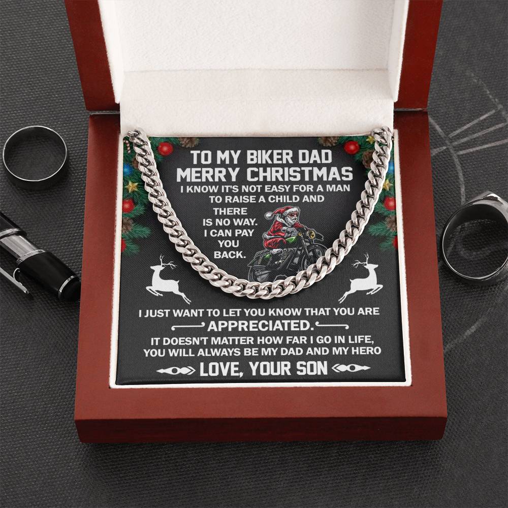 To My Biker Dad-Cuban Link Chain Necklace-Gift From Son