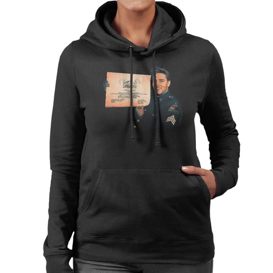 Elvis Presley US Army Certificate Women’s Hooded Sweatshirt