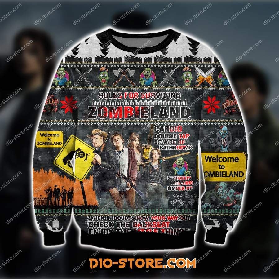 3D ALL OVER PRINT ZOMBIELAND COMEDY FILM UGLY CHRISTMAS SWEATER