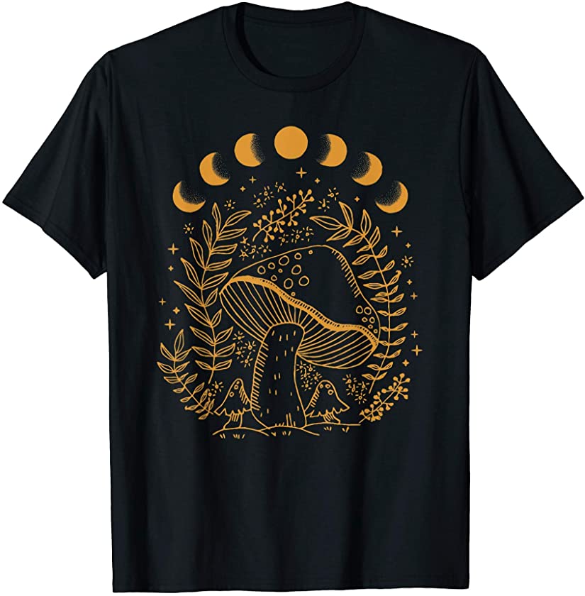 Cottagecore Dark Academia Aesthetic Mushroom Moon Witchy T-Shirt